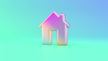 3d rendering colorful vibrant symbol of home on colored background