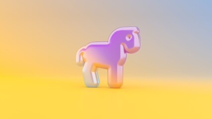 3d rendering colorful vibrant symbol of horse on colored background