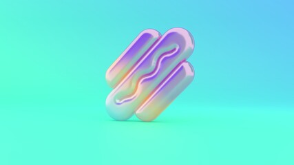 3d rendering colorful vibrant symbol of hotdog on colored background