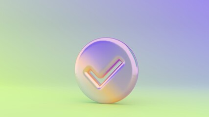 3d rendering colorful vibrant symbol of check circle on colored background