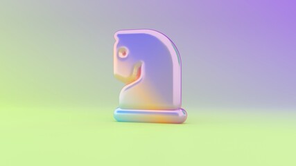 3d rendering colorful vibrant symbol of chess knight on colored background