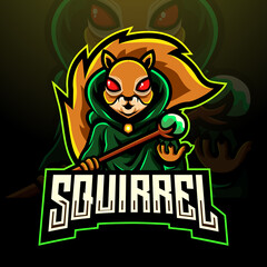 Squirrel mage esport logo mascot design © REYYARTS