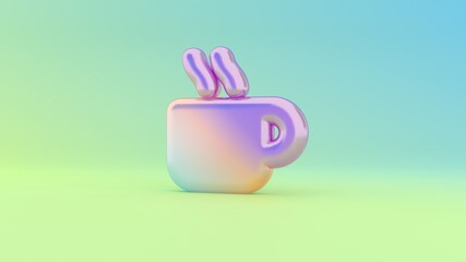 3d rendering colorful vibrant symbol of mug hot on colored background