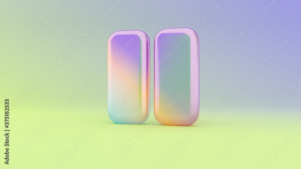Wall mural 3d rendering colorful vibrant symbol of pause on colored background