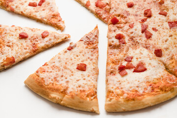 slice of pizza, pizza margarita, pizza on white background, big pizza, food delivery