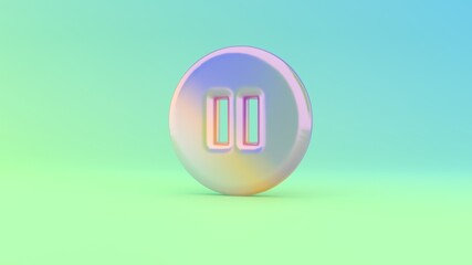 3d rendering colorful vibrant symbol of pause circle on colored background