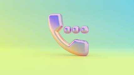 3d rendering colorful vibrant symbol of phone on colored background