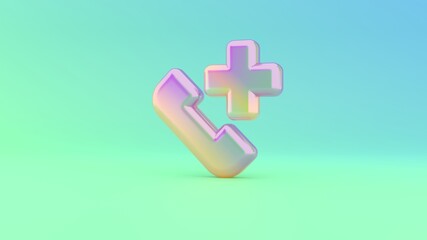 Obraz premium 3d rendering colorful vibrant symbol of phone call on colored background