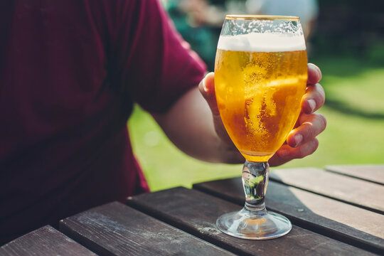 Man with a pint of Lager