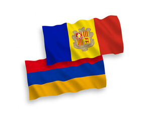 Flags of Andorra and Armenia on a white background