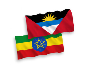 Flags of Antigua and Barbuda and Ethiopia on a white background