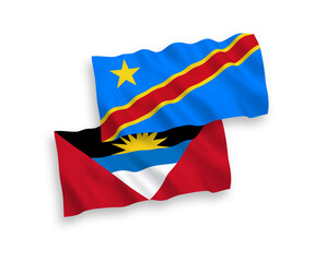 Flags of Antigua and Barbuda and Democratic Republic of the Congo on a white background