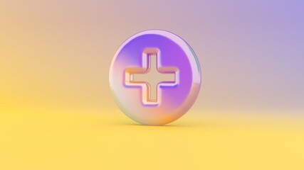 Obraz premium 3d rendering colorful vibrant symbol of plus circle on colored background