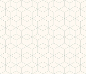 Fototapeta premium Abstract geometric seamless pattern. Simple abstract rhombs pattern. Gray green lines on light background. Geometric arabic wallpaper. Design for print and web