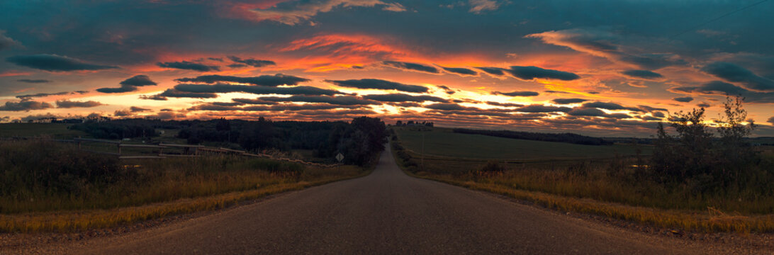 Country road sunset in the foothills