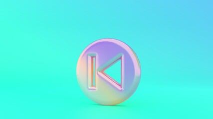 3d rendering colorful vibrant symbol of previous on colored background