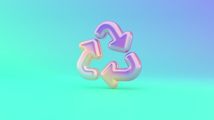 3d rendering colorful vibrant symbol of recycle on colored background