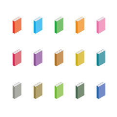 色々な色の本の立体的なイラスト