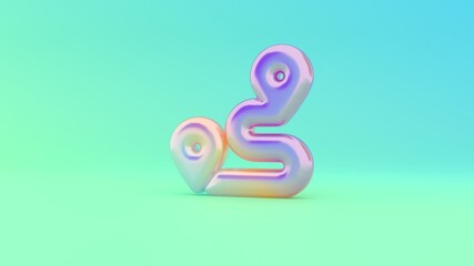 3d rendering colorful vibrant symbol of route on colored background