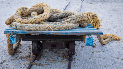 old used nautical ship rope
