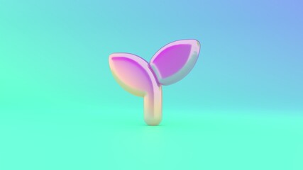 3d rendering colorful vibrant symbol of seedling on colored background