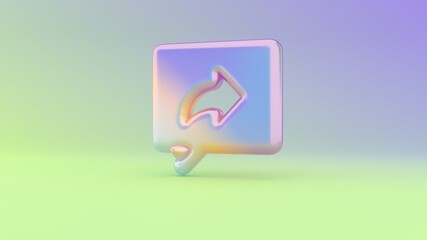 3d rendering colorful vibrant symbol of share on colored background