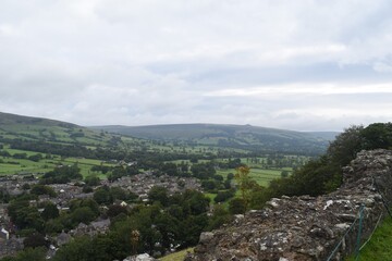 Fototapeta na wymiar Scenic, aerial views of the Hope Valley and Castleton, in the Peak District, UK