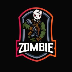 Zombie e-Sport Mascot Logo Design Illustration Vector