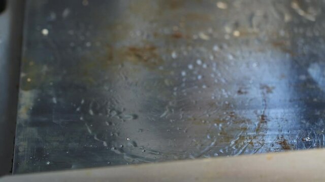 Shef prepares burger bans on the  hot stove