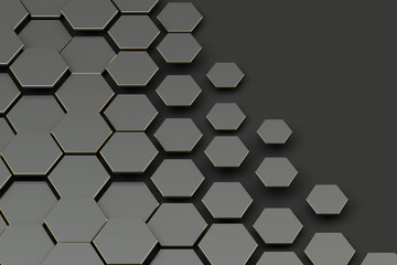 Naklejka premium Dark hexagon pattern background, 3d rendering.