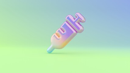 3d rendering colorful vibrant symbol of syringe on colored background