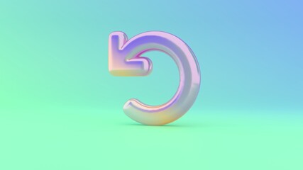 3d rendering colorful vibrant symbol of undo on colored background