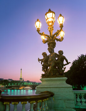 Pont Alexandre III bridge and the river Seine, Paris, France, Europe