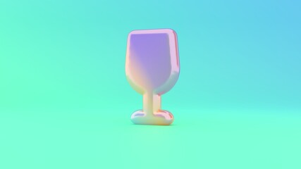 3d rendering colorful vibrant symbol of wine glass on colored background