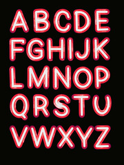 English alphabet neon red letters