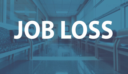 Job Loss theme with a medical office reception waiting room background