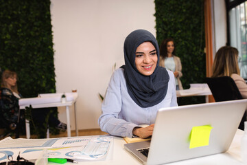 Group of  of a young multiracial female businesswoman working in an office.