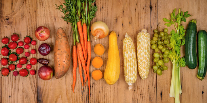 A Healthy Rainbow of Fresh Organic Fruit and Vegetables
