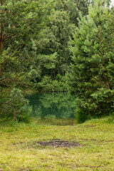 Illegale Feuerstelle an einem See im Naturschutzgebiet