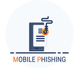 Flat Icons Style. Hacker Cyber crime attack Mobile Phishing for web design.
