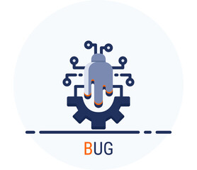 Flat Icons Style. Hacker Cyber crime attack BUG for web design.