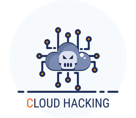 Flat Icons Style. Hacker Cyber crime attack Cloud Hacking for web design.