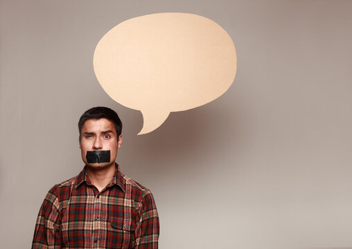 man with empty speech bubble