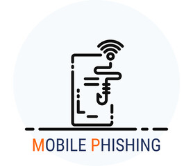 Line Icons Style. Hacker Cyber crime attack Mobile Phishing for web design.