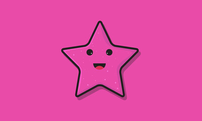 icon design vector illustration of a star with a pink background and has a cute face shape