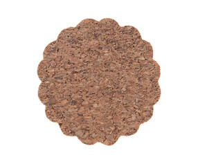 Top view of blank natural cork label tag isolated on white