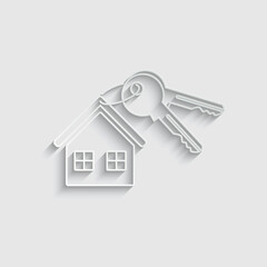 paper house key icon vector sign