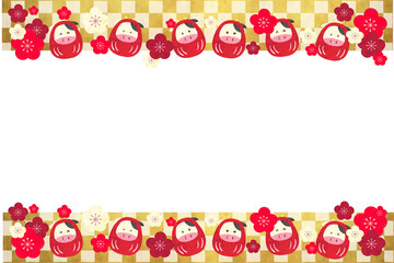 牛だるま梅金帯市松フレーム