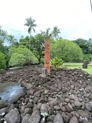 Tiki du Marae Arahurahu à Tahiti, Polynésie française
