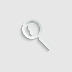 paper magnifying icon with light bulb search icon